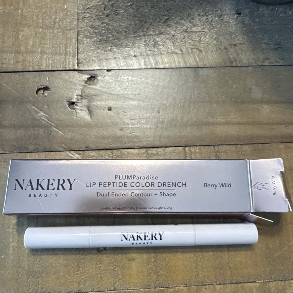 Nakery Beauty PLUMParadise Dual Ended Lip Peptide Color Drench Berry Wild NIB B1